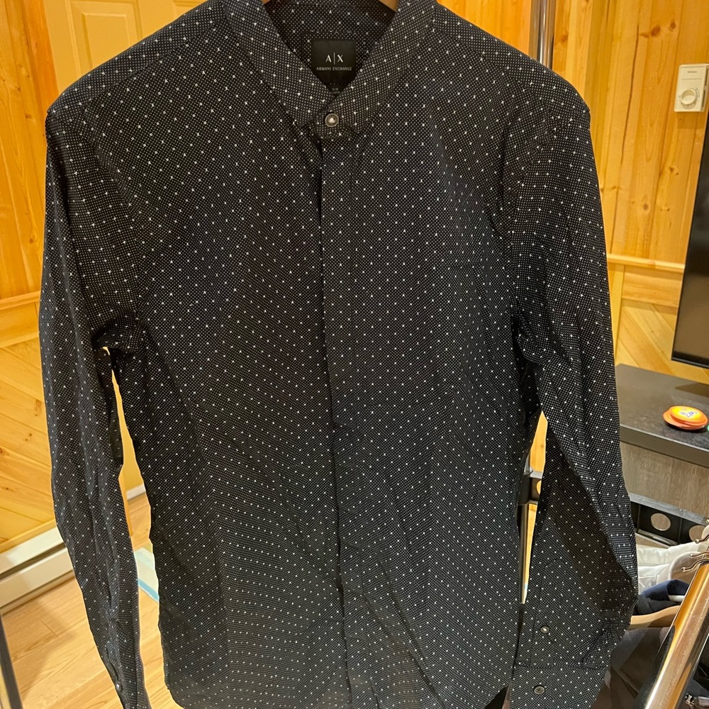 Armani Exchange Black Patterned Men's Shirt